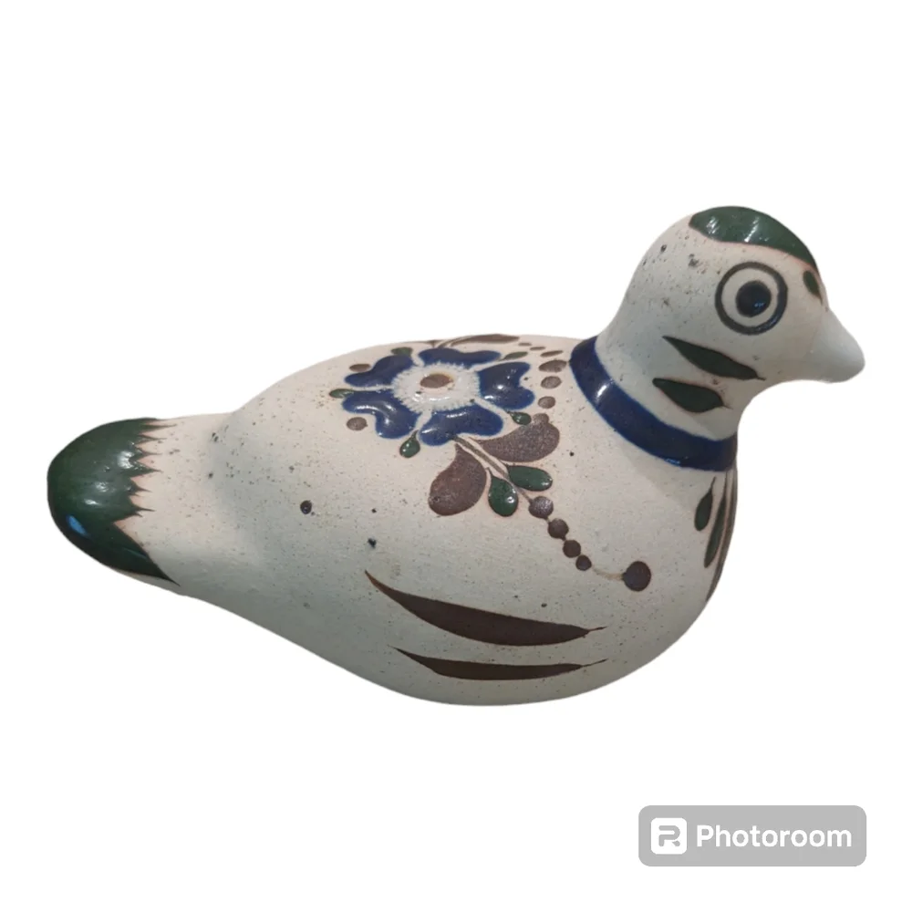 VTG Signed Mexican Pottery Duck Bird Folk Art Tonala Bird Figurine 6" - Picture 3 of 6